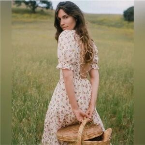 Christy Dawn Amalia Cream Floral Long Sleeve Dress